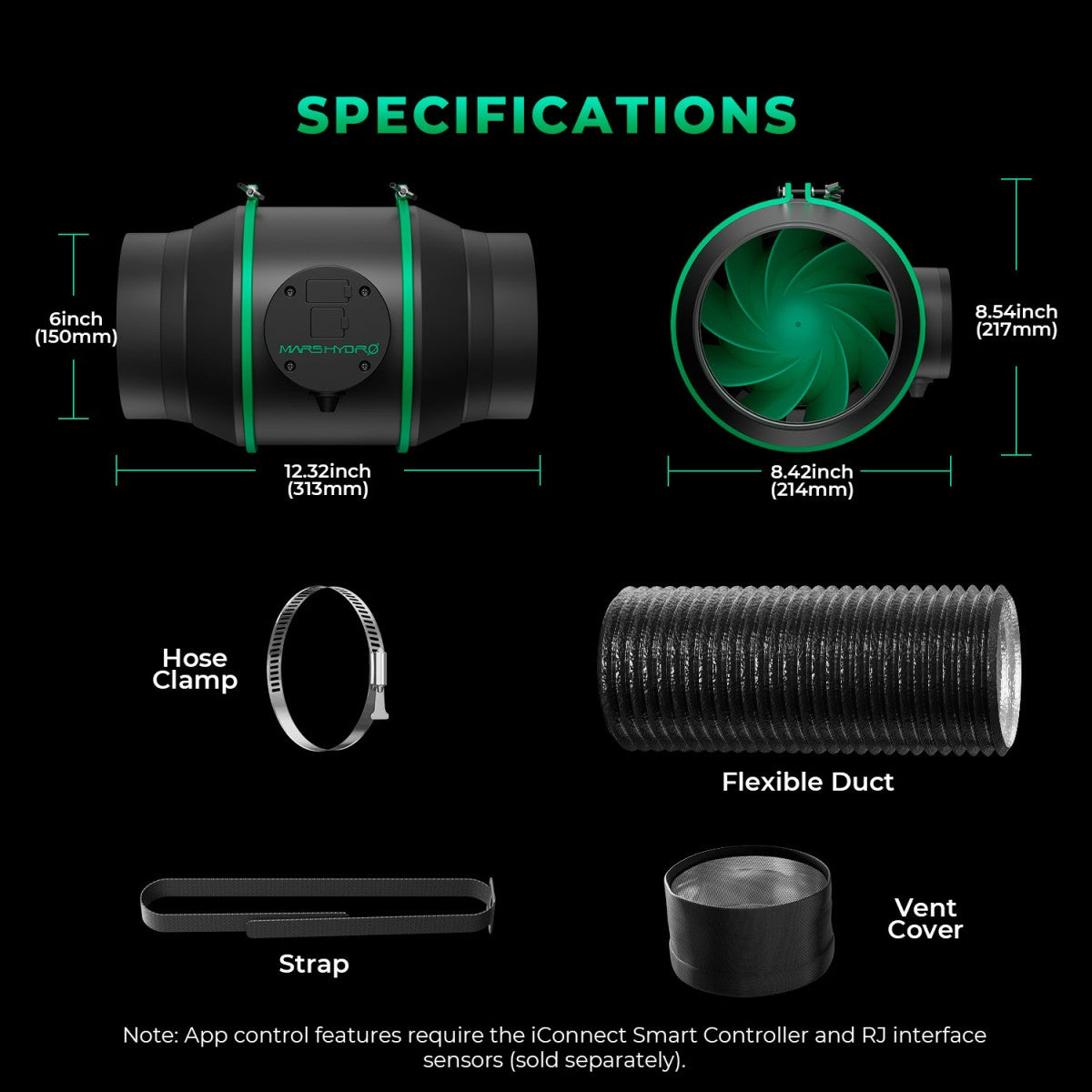 Easy Start Bundle – 2025 Mars Hydro 6″ (150mm) iFresh Complete Fan Kit