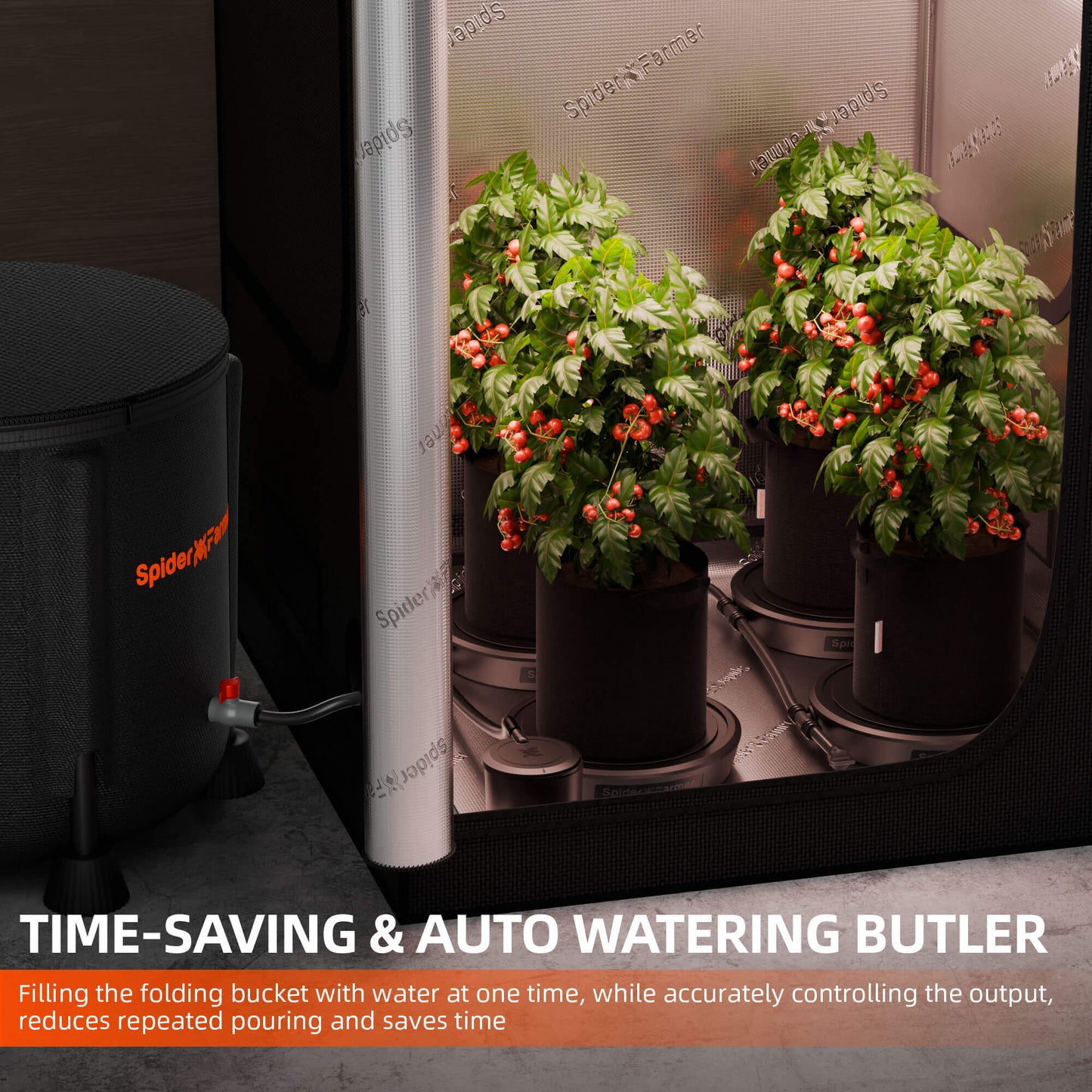 Spider Farmer® 4-Pack Gravity-Fed Silent Self-Watering System Kits for Indoor Grow Tents & Greenhouses