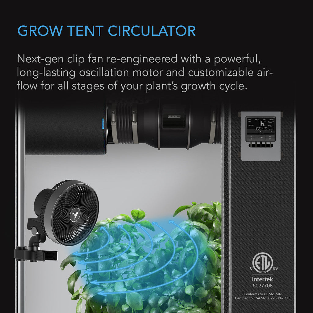CLOUDRAY S6 2-Pack, Grow Tent Clip Fan 6” with Long-Life EC Motor, 10-Level Dynamic Wind Modes & Fan Speeds, 10-Level Auto Oscillation