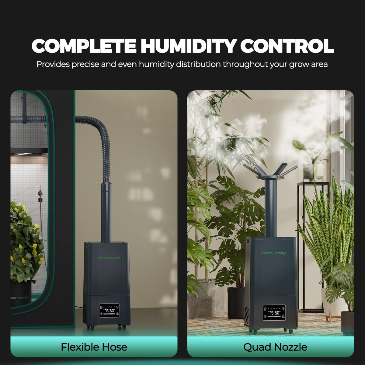 Humidificateur Mars Hydro 15L pour plantes avec brume fraîche ultrasonique, capteur de température et d'humidité et télécommande