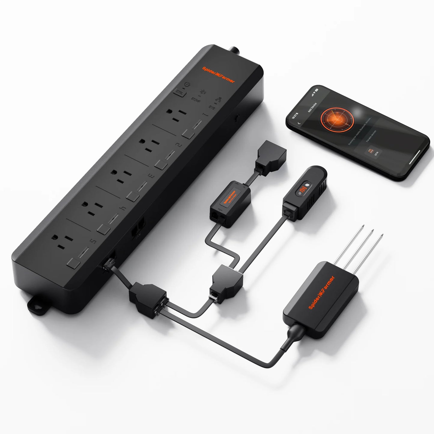 Spider Farmer GGS AC5 Power Strip with 5 Outlets for Grow Tent Climate Control, Featuring Temperature, Humidity, VPD Monitoring, Scheduling, Historical Data Tracking, Bluetooth & WiFi Connectivity