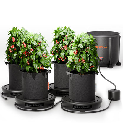 Spider Farmer® 4-Pack Gravity-Fed Silent Self-Watering System Kits for Indoor Grow Tents & Greenhouses