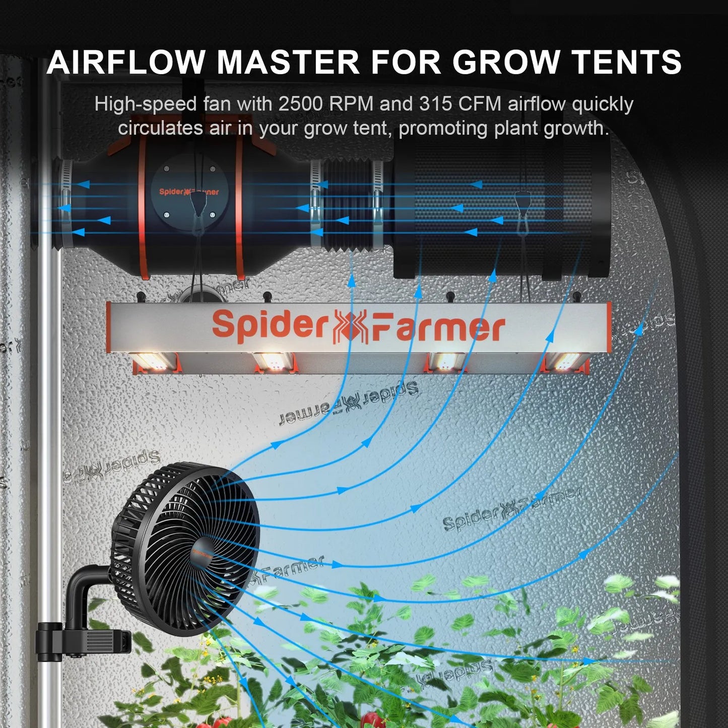 Ventilateur à clipser Spider Farmer® de 6 pouces pour tentes de culture