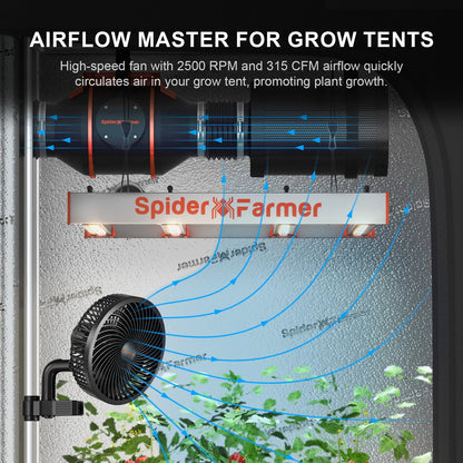 Ventilateur à clipser Spider Farmer® de 6 pouces pour tentes de culture