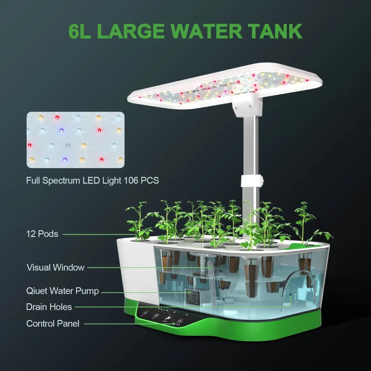 Système de culture hydroponique LED Mars Hydro HYDROLINE12 pour semis et clonage