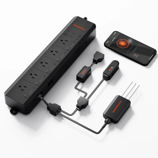 Spider Farmer GGS AC5 Power Strip with 5 Outlets for Grow Tent Climate Control, Featuring Temperature, Humidity, VPD Monitoring, Scheduling, Historical Data Tracking, Bluetooth & WiFi Connectivity