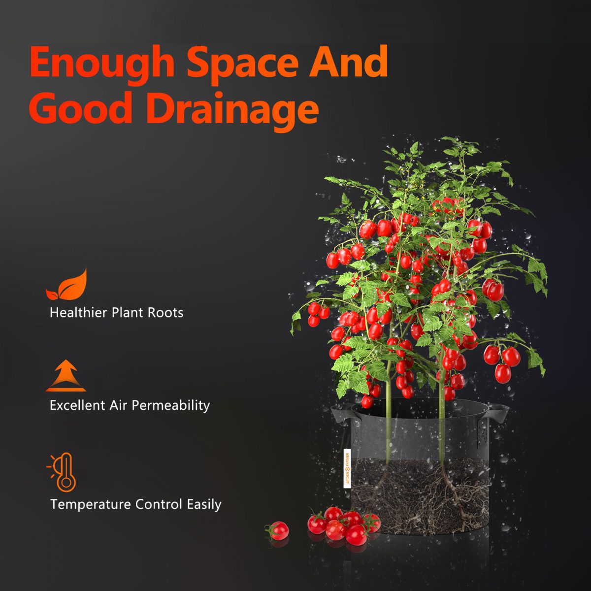 5 x 11 gallon grow bags Heavy Duty 300G Thickened Nonwoven Plant Fabric Pots with Handles