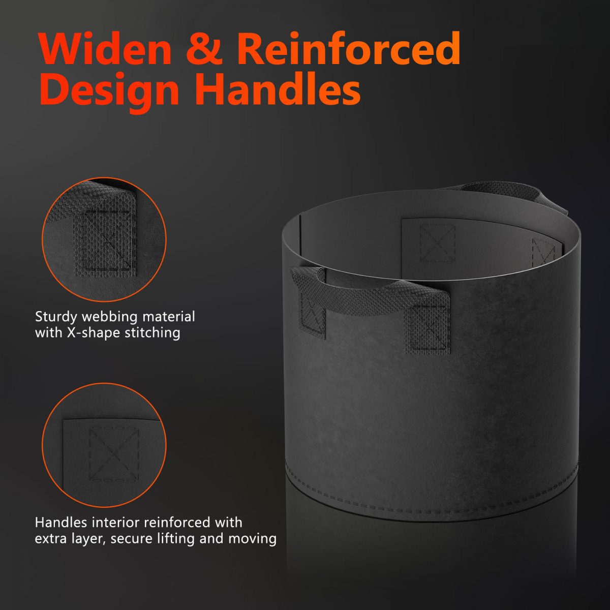 5 x 11 gallon grow bags Heavy Duty 300G Thickened Nonwoven Plant Fabric Pots with Handles