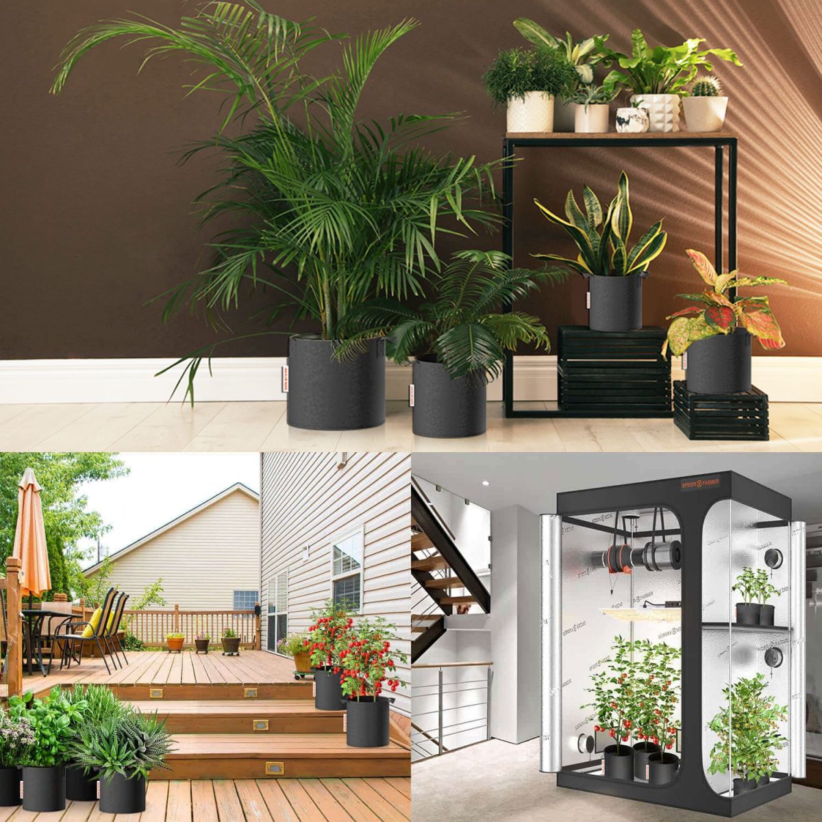 5 x 5 gallon grow bags Heavy Duty 300G Thickened Nonwoven Plant Fabric Pots with Handles