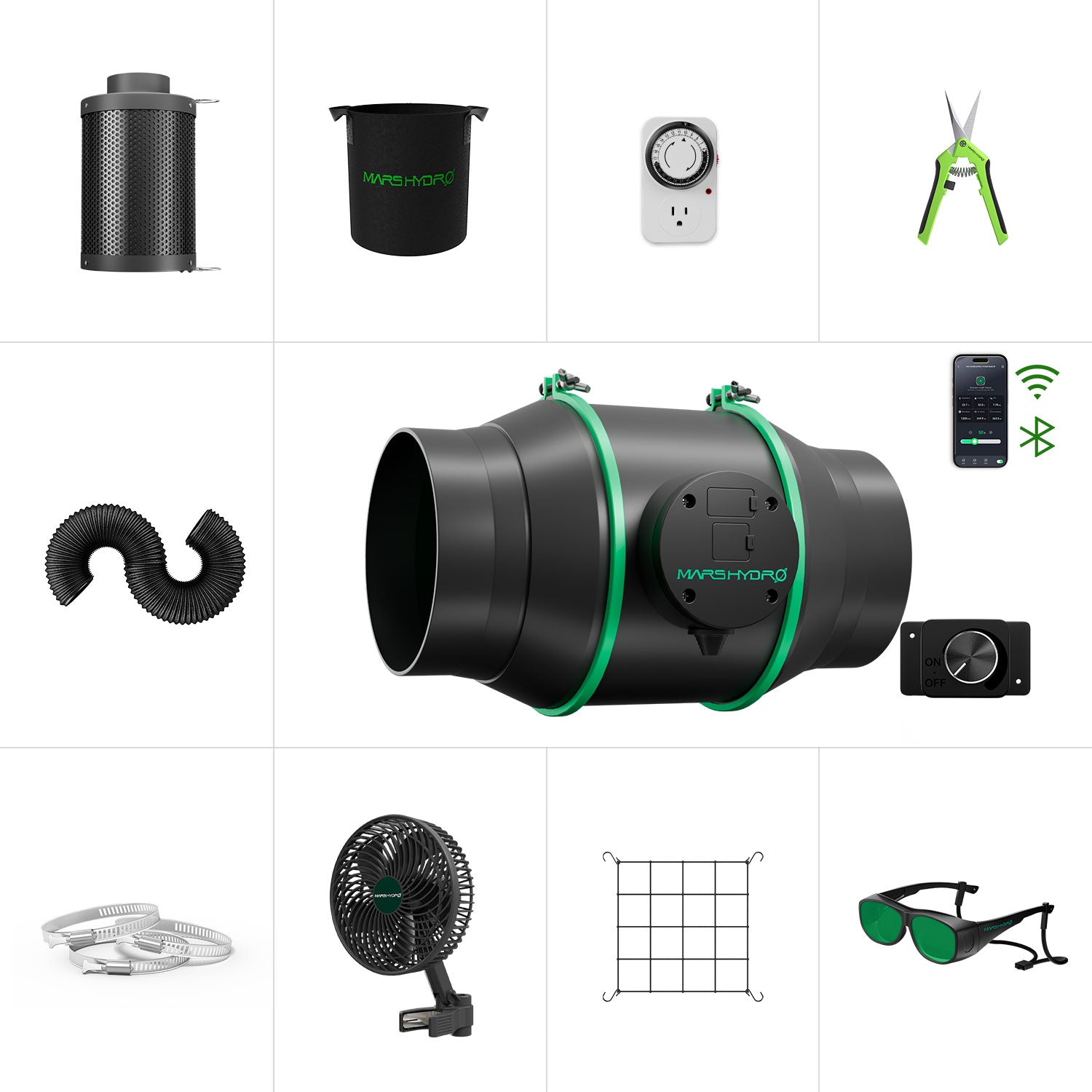 Easy Start Bundle – 2025 Mars Hydro 6″ (150mm) iFresh Complete Fan Kit