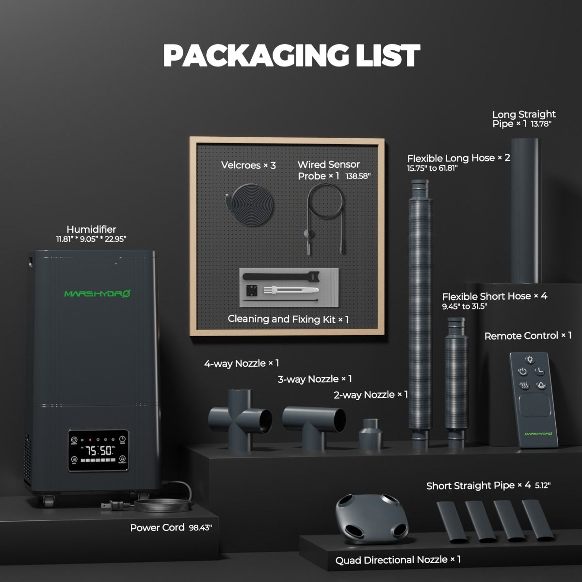 Mars Hydro 15L Large Humidifier for Plants with Ultrasonic Cool Mist, Temperature Humidity Sensor & Remote Control