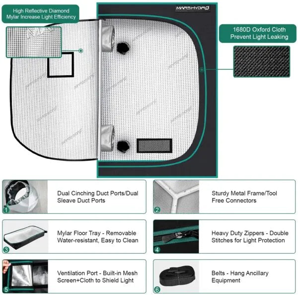 Mars Hydro 2-in-1 150 x 120 x 200cm Grow Tent