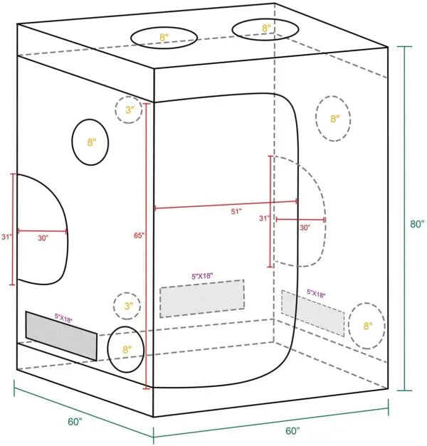Mars Hydro 2-in-1 150 x 120 x 200cm Grow Tent