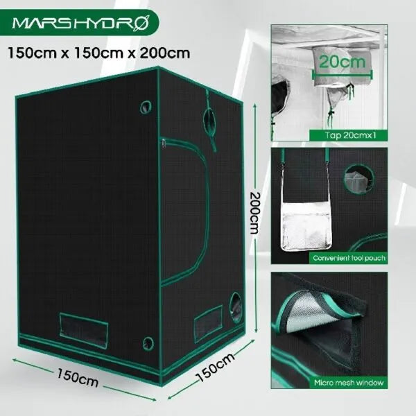 Mars Hydro 60”X60”X80” Hydroponic Indoor Grow Tent – 5’X5′(150X150X200CM)