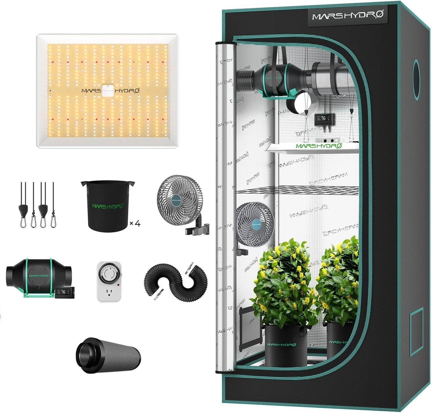 Marshydro TS 1000 Complete Kit | 1m x 1m Mini Greenhouse Kit