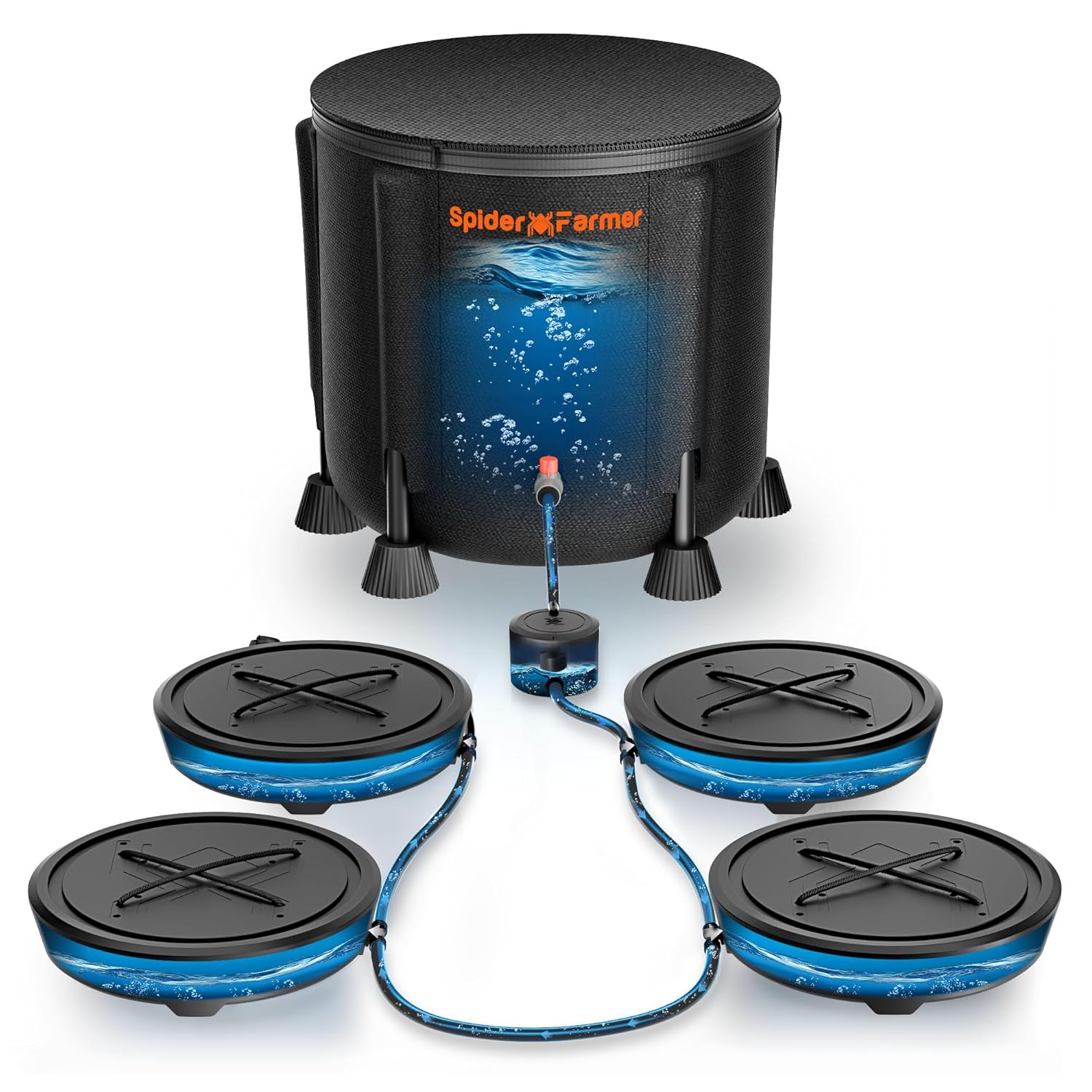 Spider Farmer® 4-Pack Gravity-Fed Silent Self-Watering System Kits for Indoor Grow Tents & Greenhouses