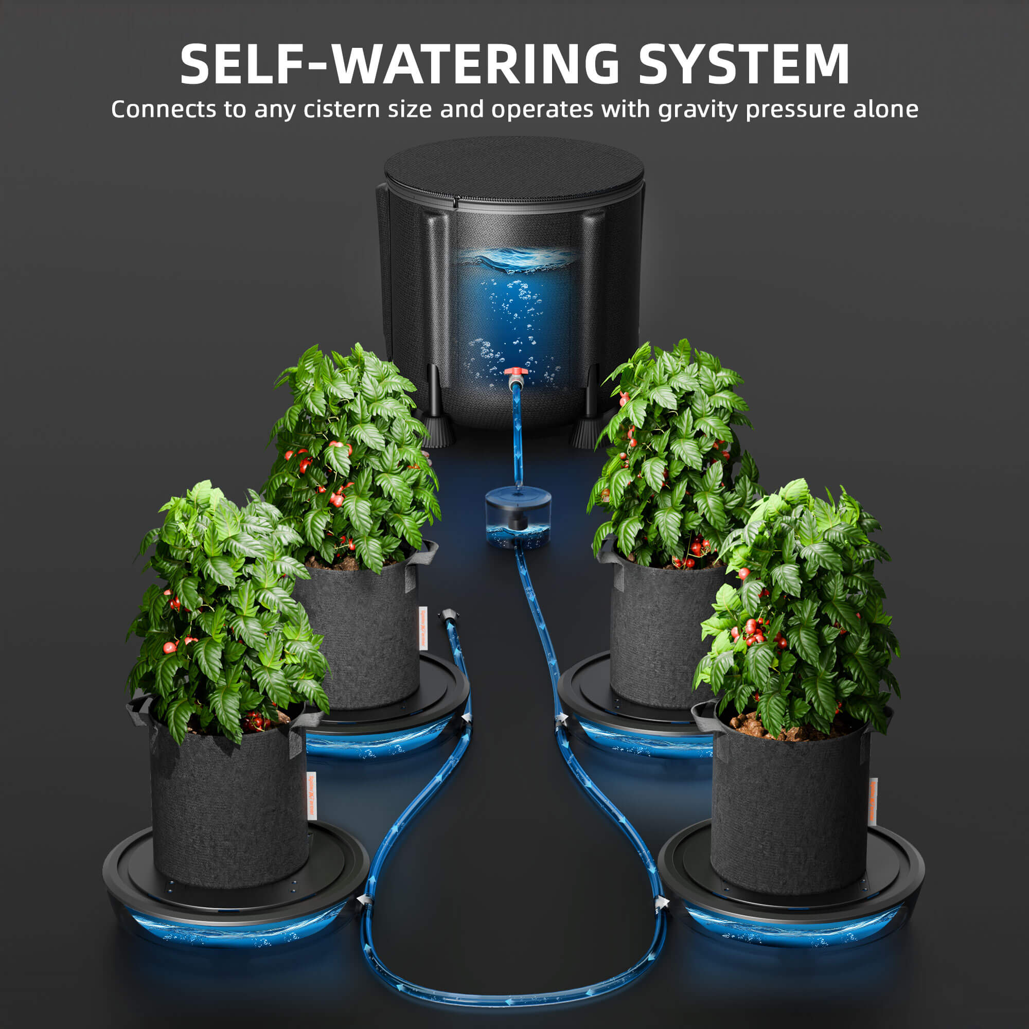 Spider Farmer® 4-Pack Gravity-Fed Silent Self-Watering System Kits for Indoor Grow Tents & Greenhouses